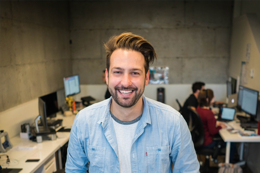 Young male entrepreneur in a design office