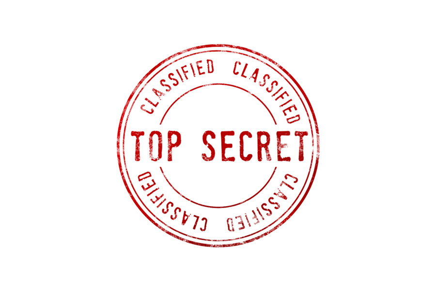 ‘Top secret / Classified’ red stamp.